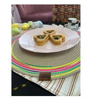 DecoHandy 39cm Neon Renkli Şeritli Jüt Örme Supla Amerikan Servis