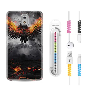 Samsung Note 3 4 5 8 9 20 Ultra 10 Lite Kılıf Kablo Koruma Spiral Silikon Ateş Kartalı 1766