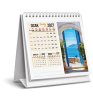 2027 DENİZ MANZARA MASA TAKVİMİ-16X15 CM-SERT TAŞIYICILI-SPİRALLİ