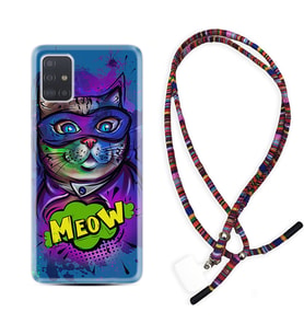 Samsung a71 A72 A73 A7 A9 2018 C7 C9 Kılıf Boyun Asklı Rasta Silikon Super Meow 1715