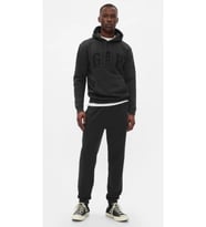 Gap V-Herıtage 500382 Logo Gap Logo Fleece Jogger Fransız Havlu Kumaş Erkek Eşofman Altı (Siyah)