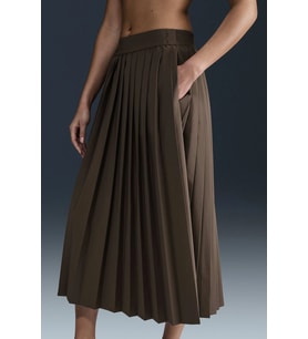 Nike 24.7 PerfectStretch Women's Dri Fit Pleated Skirt Kadın Esnek Dokuma Pileli Uzun Spor Etek Kahverengi