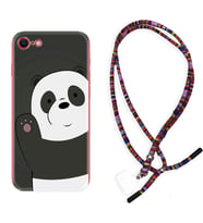 Apple iPhone 5 6 7 8 Plus Se XR Kılıf Boyun Asklı Rasta Silikon Hello Panda 1709