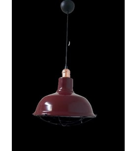 Retro Metal Bordo Bakır Duylu Dekoratif Kafesli Tekli Sarkıt Kafe Mutfak Aydınlatma Çap:30 cm