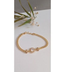 ÇELİK BİLEKLİK ALTIN KAPLAMA DORİKA 14 AYAR GOLD RENK GARANTİLİ KUYUMCU MODEL 18 CM