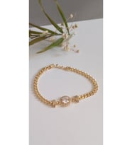 ÇELİK BİLEKLİK ALTIN KAPLAMA DORİKA 14 AYAR GOLD RENK GARANTİLİ KUYUMCU MODEL 18 CM