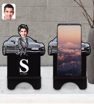 BK Gift Kişiye Özel Plakalı Erkek Mazda RX-8 Karikatürlü Ahşap Biblo Telefon Standı-1