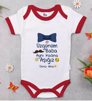 BK Kids Kişiye Özel Aynı Kadına Aşığız Tasarımlı Kırmızı Bebek Body Zıbın-1