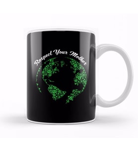 Respect Your Mother Globe Mother Earth Hipster Kupa Bardak Porselen