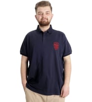 Mode XL Büyük Beden Erkek T-shirt Polo OCEAN JOURNEY 23319 Lacivert