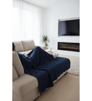 Yumuşak Örgü Battaniye Karo 130x170 cm İndigo  Tek Kişilik TV Battaniyesi – Dekoratif ve Hafif