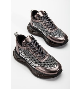Suins Rowen Model Kadın Leopar Desenli Fileli Spor Ayakkabı Sneaker