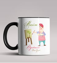 Kişiye Özel Resim Öğretmeni Tasarımlı Siyah Renk Kupa Bardak 6 (Siyah)