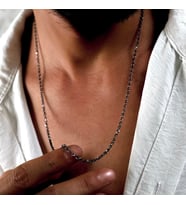 Gümüş Halka Model Oksitli Zincir 925 Ayar Gümüş Halka Model Unisex Zincir Kolye