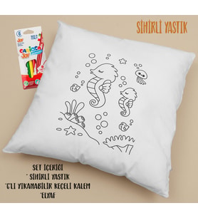 Sihirli Yastık Seti Sevimli Denizatı Temalı Yıkanabilen Aktivite Yastık