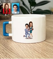 Kişiye Özel Karikatürlü Evlenme Teklifi Sevgililer Lüks Fincan Sevgililer Günü Hediyesi