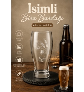 Kişiselleştirilebilir Lav Belek Cam Bira Bardağı
