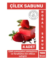 Doğal Güzel Kokulu Cilt Yumuşatıcı Ferahlatıcı Lekeli Kuru Cilt İçin Organik Çilek Sabunu 4 Adet