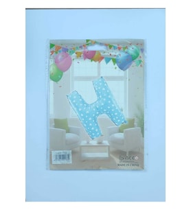 H Harf Mavi Yıldız Desenli Folyo Balon 26" inç 65 cm parti, doğum