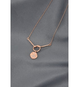 Papatya Silver 925 Ayar Gümüş Barış Sembolü Düğüm Kadın Kolye (Rose)