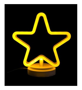 Neon Işıklı Yıldız Masa Gece Lambası Pil+Usb