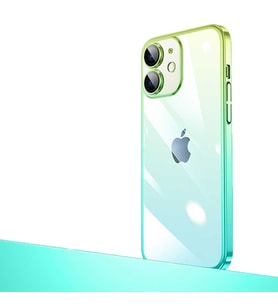 Apple iPhone 12 Kılıf Senkron Parlak Renk Geçiş Yüzeyli Kılıf (Yeşil-Mavı)