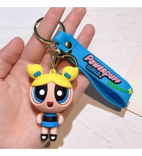 Powerpuff Girls Kızları Silikon Anahtarlık Mega Boy Çizgi Film Kahramanları Tatlı Oyuncak Şirin Aksesuar Araba Çanta Süsü Biblo Dekoratif Hediyelik Eşya