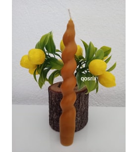 qosrix Hardal Sarısı Italyan Burgulu Şamdan Soya Mumu Doğal Kokulu Çubuk Konik Burgu Spiral Mum Dekoratif 1 Adet