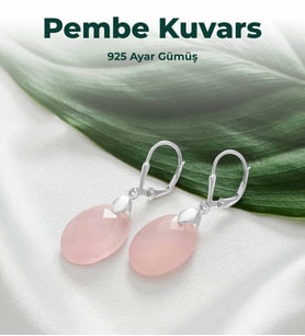 LuxtoneSertifikalı Pembe Kuvars 925 Ayar Gümüş Küpe Kadın Takı LX0620KP