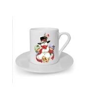 Yılbaşı Noel Temalı Baskılı Beyaz Türk Kahvesi Fincanı