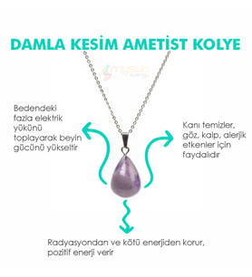 Doğal Taş AMETİST TAŞI Damla Kesim İster Kolye İster Anahtarlık