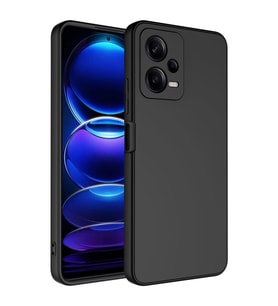 Xiaomi Redmi Note 12 Pro 5G Kılıf Kamera Korumalı iÇi Süet Dokulu Lansman Tipi Silikon (Siyah)