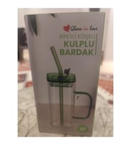 Pipetli Köseli Borosilikat Cam Bardak, Şık ve Dayanıklı Tasarım