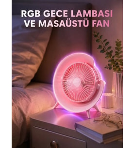 Gece Lambalı Renk Değiştiren Masaüstü Fan