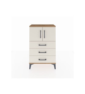 Arges Komodin Tek Raflı 3 Çekmeceli 2 Kapaklı 60x30x96 Çam-Aytaşı