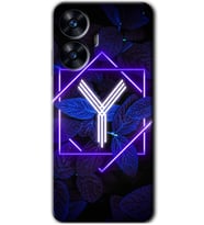 Realme C55 Kılıf HD Desen Baskılı Kılıf - Dark Neon Yaprak Y Harfi