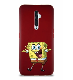 Oppo Reno 2Z Soft Premier Kapak Sünger Bob Tasarımlı Silikon Kılıf - Mürdüm (Şeffaf)