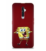 Oppo Reno 2Z Soft Premier Kapak Sünger Bob Tasarımlı Silikon Kılıf - Mürdüm (Şeffaf)