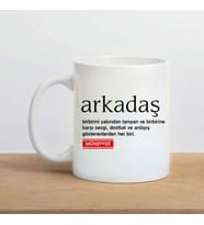 Arkadaş Anlamlı Kupa Bardak (Beyaz)
