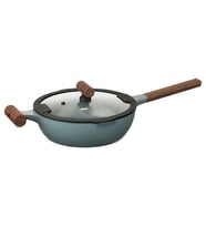 Tencere, Yapışmaz Kaplama-Ahşap-Gri Turkuaz, 24 cm