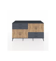 Kronos Konsol 3 Raflı 4 Çekmeceli 4 Kapaklı 176x59x99 Antrasit-Çam/Antrasit