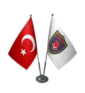 Masa Üstü Deniz Kuvvetleri Bayrağı Türk Bayrağı İkili Krom Direk Masa Bayrak Seti