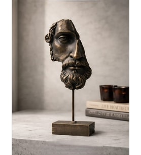 Yarım Yüz Zeus Heykeli Ev Dekoru Büstleri Büyük Boy Heykel 35 CM