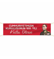 Yüzüncü Yılımız Kutlu Olsun Kumaş Pankart-2 (Kırmızı)