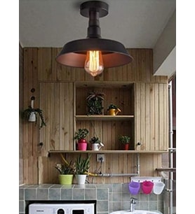 MYLİGHTS  RETRO  RUSTİK  PLOFONYER TAVAN AVİZE   METAL AVİZE 30 CM (Siyah)