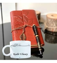 Kişiye Özel İsimli Besmele Yazılı Defter Kalem Kupa Hediye Seti - Ofis Hediyesi