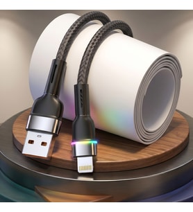 RGB Işıklı Lightning USB Şarj Kablosu 6A Hızlı Şarj Destekli Dayanıklı Data Kablosu