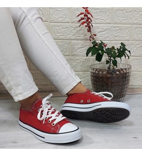 Fiyra 554 Kırmızı Kısa Unisex Sneaker Keten Spor Ayakkabı