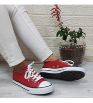 Fiyra 554 Kırmızı Kısa Unisex Sneaker Keten Spor Ayakkabı