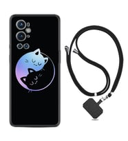 Tecno Spark 9 Pro Kılıf Silikon Boyun Askılı İpli Desenli Silikon Love Cats 1604